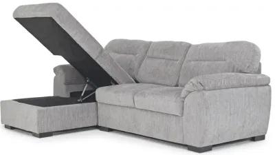 Wanda Full Pullout Sofa Chaise in California Gray, Left Facing