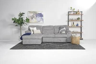 Wanda Full Pullout Sofa Chaise in California Gray, Left Facing