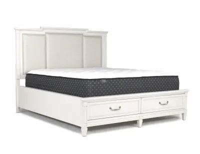 Willowbrook Upholstered Wall Bed w/ Storage in Egg Shell White, CA King