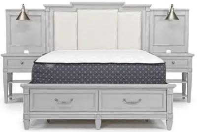 Willowbrook Upholstered Wall Bed w/ Storage in Pebble, Queen