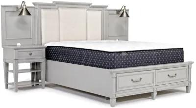 Willowbrook Upholstered Wall Bed w/ Storage in Pebble, Queen