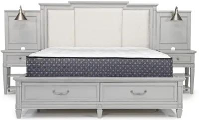 Willowbrook Upholstered Wall Bed w/ Storage in Pebble, Eastern King