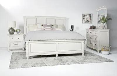 Willowbrook Panel Bed, Dresser & Mirror in Egg Shell White, Eastern King