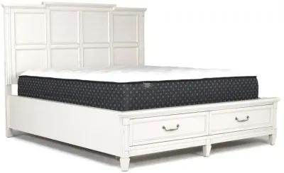 Willowbrook Panel Bed w/ Storage, Dresser & Mirror in Egg Shell White, CA King