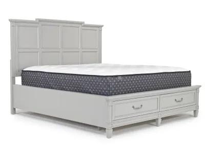 Willowbrook Panel Bed w/ Storage, Dresser & Mirror in Pebble, CA King