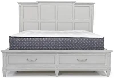 Willowbrook Panel Bed w/ Storage, Dresser & Mirror in Pebble, Eastern King