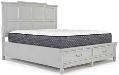 Willowbrook Panel Bed w/ Storage, Dresser & Mirror in Pebble, Eastern King