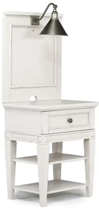 Willowbrook Nightstand & Hutch w/ Lamp in Egg Shell White