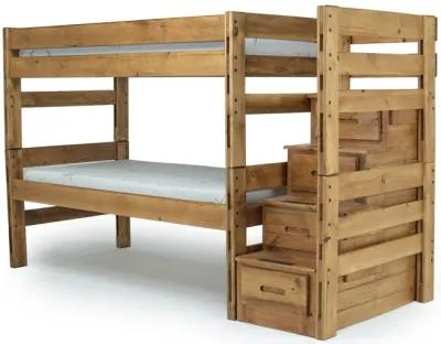 Young Pioneer Bunk w/ Storage Steps in Natural, Twin/Twin