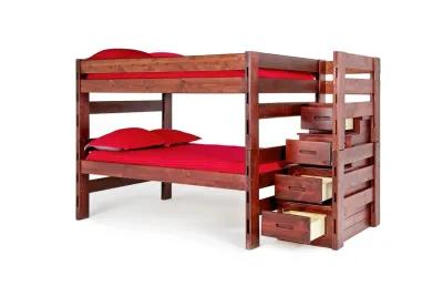 Young Pioneer Bunk w/ Storage Steps in Cinnamon, Twin/Twin