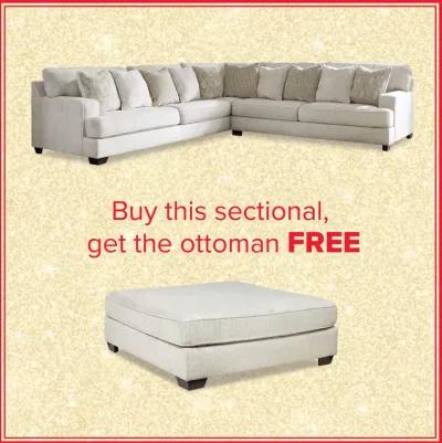 Rawcliffe 3-Piece Sectional And Free Ottoman