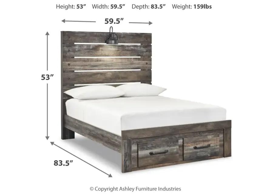 Drystan Full Panel Bed With 2 Storage Drawers