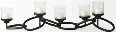 Quito Black Metal Chain-Link Five Candle Table Candle Holder