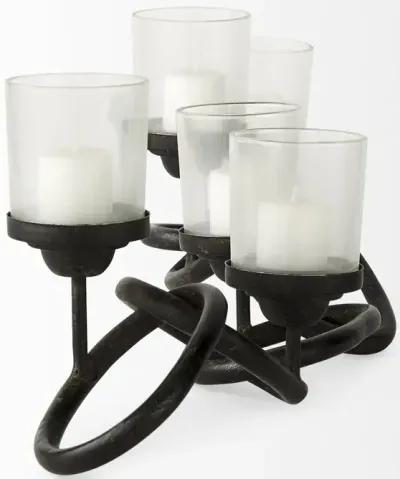 Quito Black Metal Chain-Link Five Candle Table Candle Holder