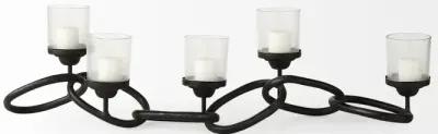 Quito Black Metal Chain-Link Five Candle Table Candle Holder