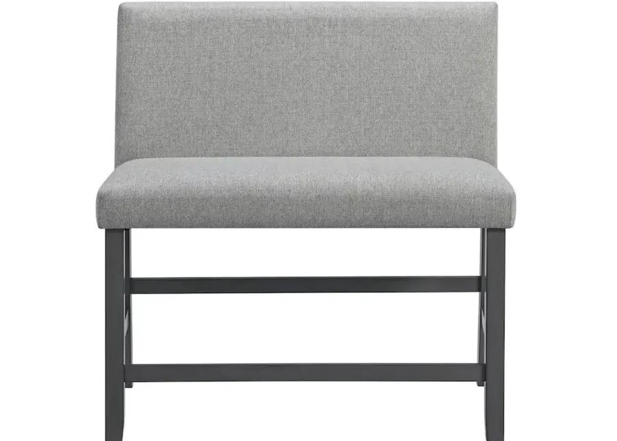 Seneca Counter Bench w/Upholstered Back - Grey