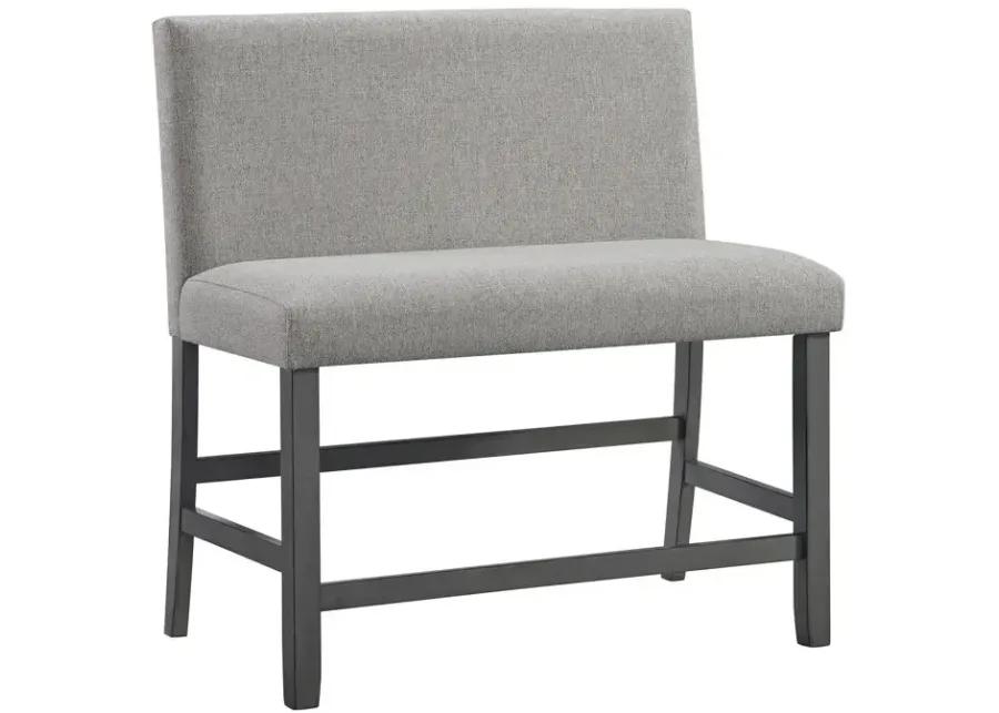 Seneca Counter Bench w/Upholstered Back - Grey