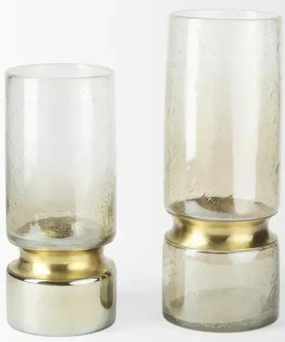 Adriatic I Small Brushed Gold Metal Glass Vase