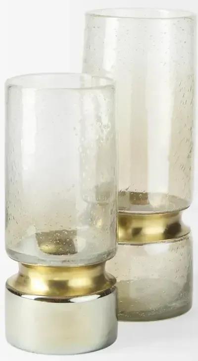 Adriatic I Small Brushed Gold Metal Glass Vase