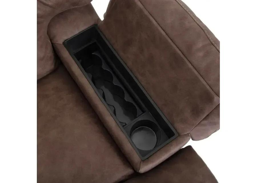 Clayton Rocker Recliner w/ Storage Arms, Cupholder, and Massage - Easter Mocha