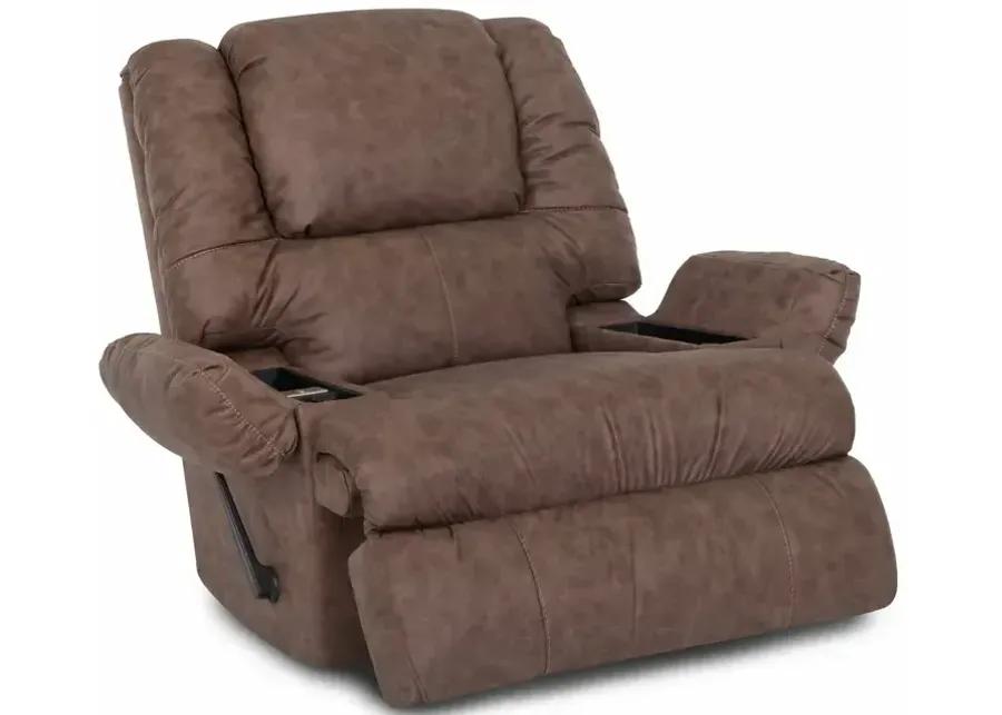 Clayton Rocker Recliner w/ Storage Arms, Cupholder, and Massage - Easter Mocha