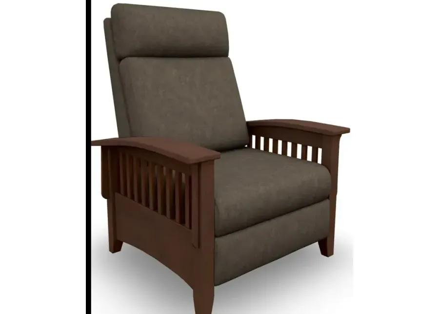 Tuscan Fabric High Leg Recliner - Distressed Pecan