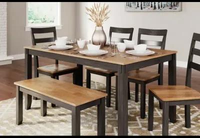 Gesthaven Dining Table with 4 Chairs and Bench (Set of 6)