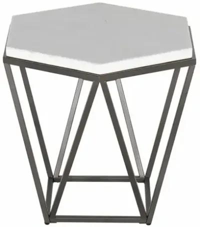 Corvus White Marble Top Hexagon End Table