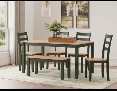 Gesthaven Dining Table with 4 Chairs and Bench (Set of 6)