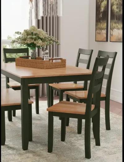 Gesthaven Dining Table with 4 Chairs and Bench (Set of 6)