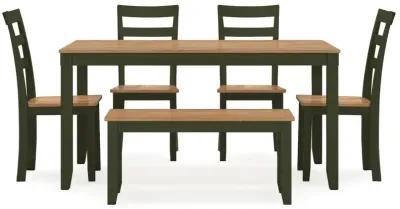 Gesthaven Dining Table with 4 Chairs and Bench (Set of 6)