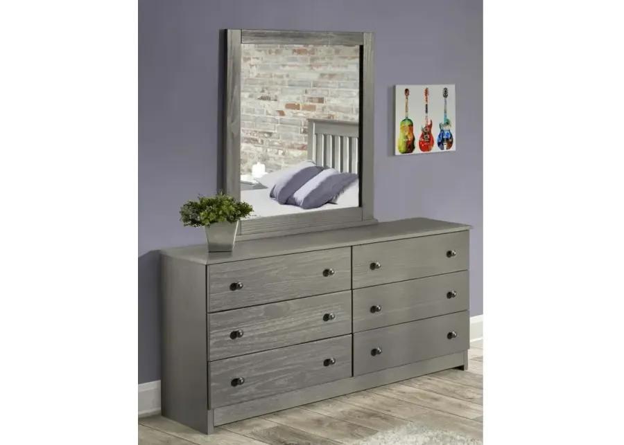 6 Drawer Double Dresser - Gray