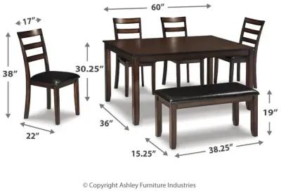 Coviar Dining Table and Chairs with Bench (Set of 6)