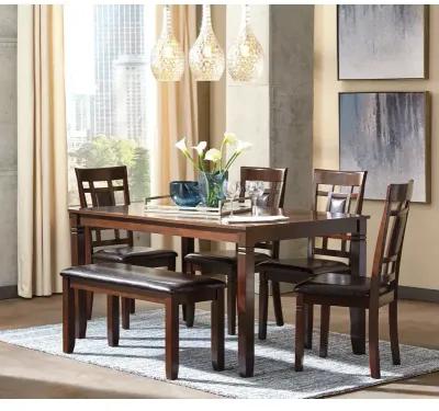 Bennox Dining Table and Chairs with Bench (Set of 6)