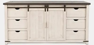 Madison County 70" Barn Door Server - Vintage White