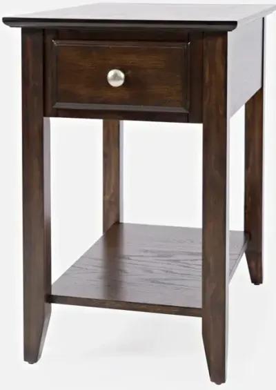 Espresso Chairside End Table with Drawer Shelf