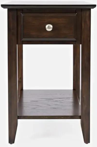 Espresso Chairside End Table with Drawer Shelf