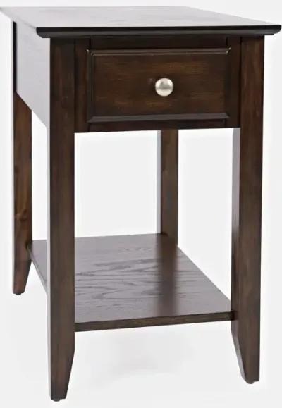 Espresso Chairside End Table with Drawer Shelf