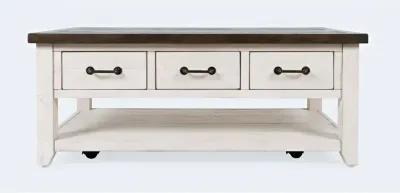 Madison County 3 Drawer Cocktail Table- Vintage White