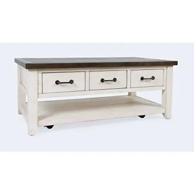 Madison County 3 Drawer Cocktail Table- Vintage White