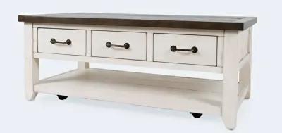 Madison County 3 Drawer Cocktail Table- Vintage White