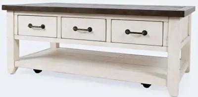 Madison County 3 Drawer Cocktail Table- Vintage White