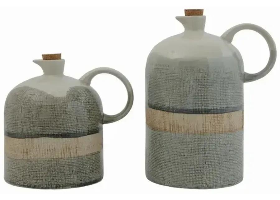 Ceramic Jug w/Cork Stopper - Reactive Glaze