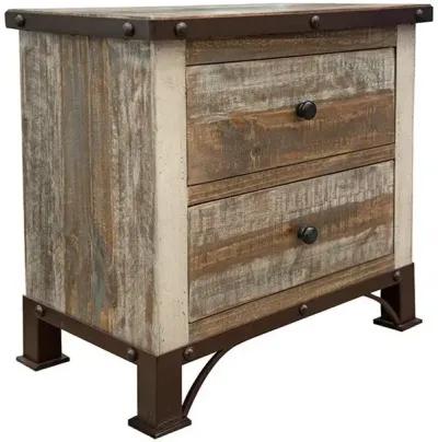 Antique Multicolor 2 Drawer Nightstand