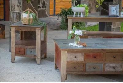 Cocktail Table w/8 Drawers + Hinged Top