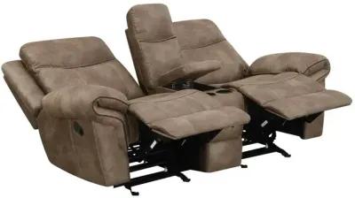 Nashville Manual Glider Recliner Console Loveseat - Cocoa