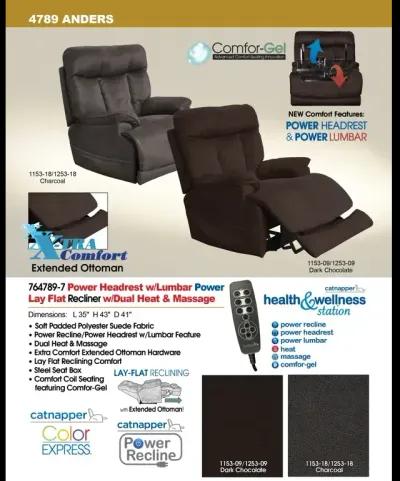 Anders Power Headrest/Lumbar Power Lay Flat Rec w/Heat & Massage