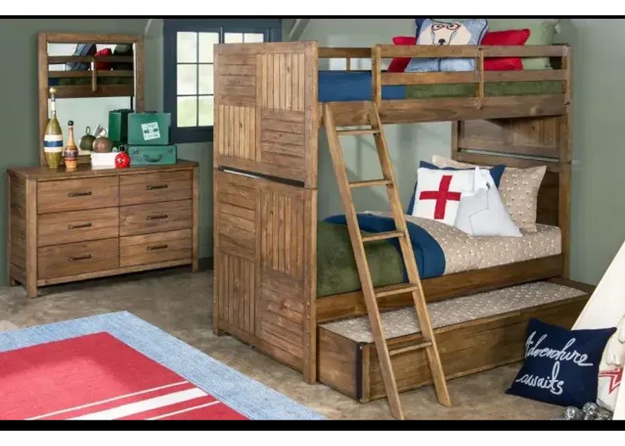 Summer Camp Twin Over Twin Bunk Bed - Brown Finish