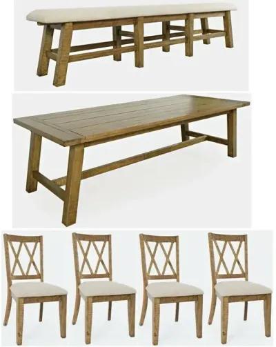 Telluride 6 PC Trestle Dining Set - Brown