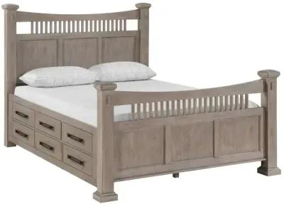 Mission Oak Queen Storage Bed - Taupe